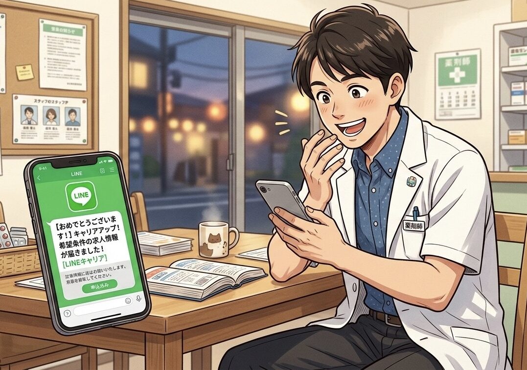 求人情報や副業情報をLINEで確認する薬剤師